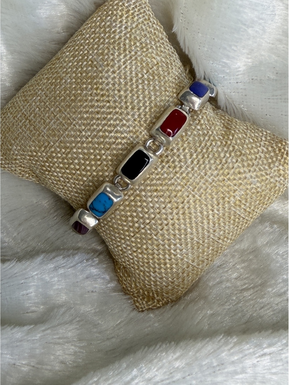 Rare Vintage Silpada Sterling Multi-Colored Stone Bracelet B0442